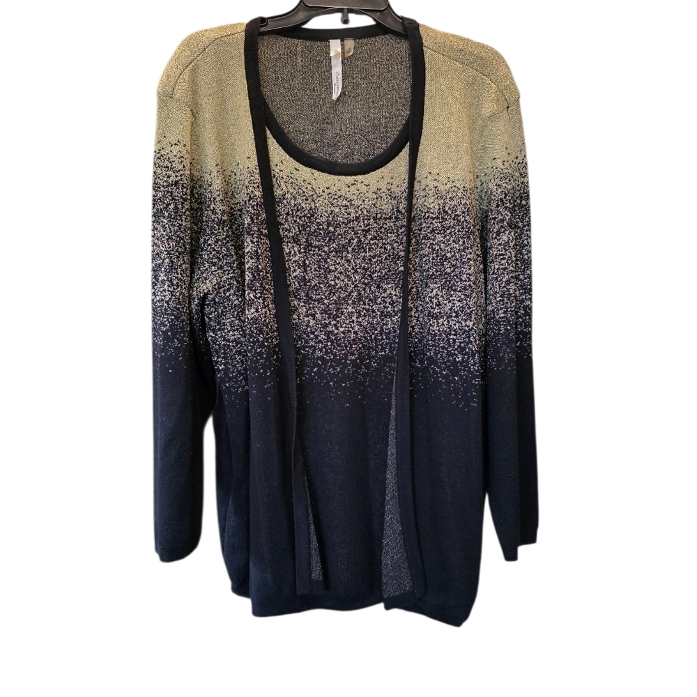 NY Collection Black and Gold Knit TWO IN ONE Top/Jacket